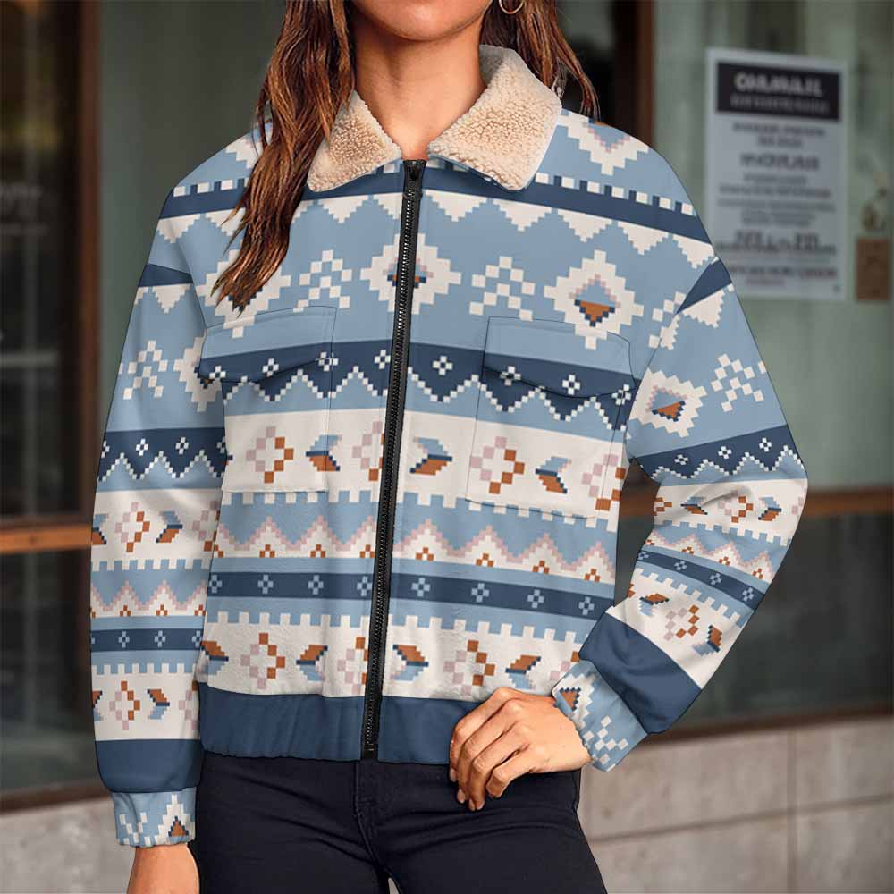 Custom Women Winter Fleece Long Sleeve Double zipper jacket