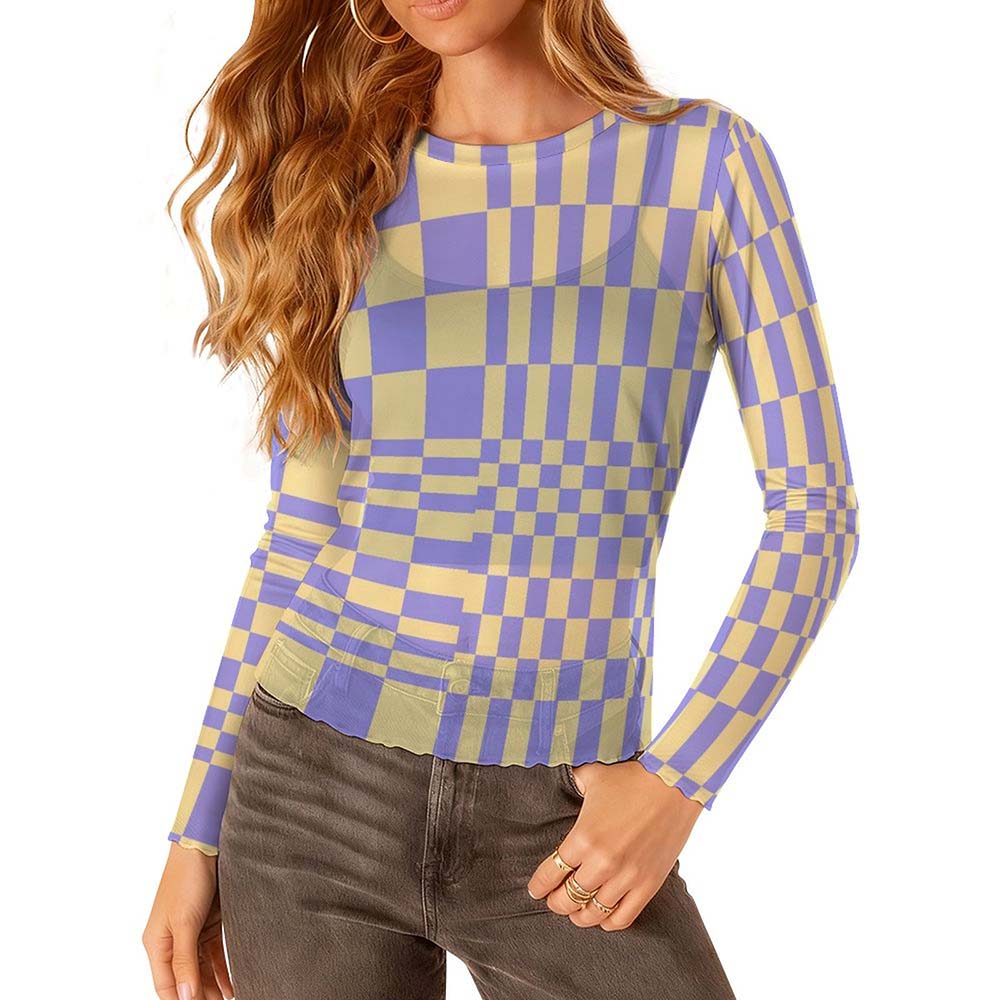 All Over Print Women's Long Sleeve Mesh T Shirt