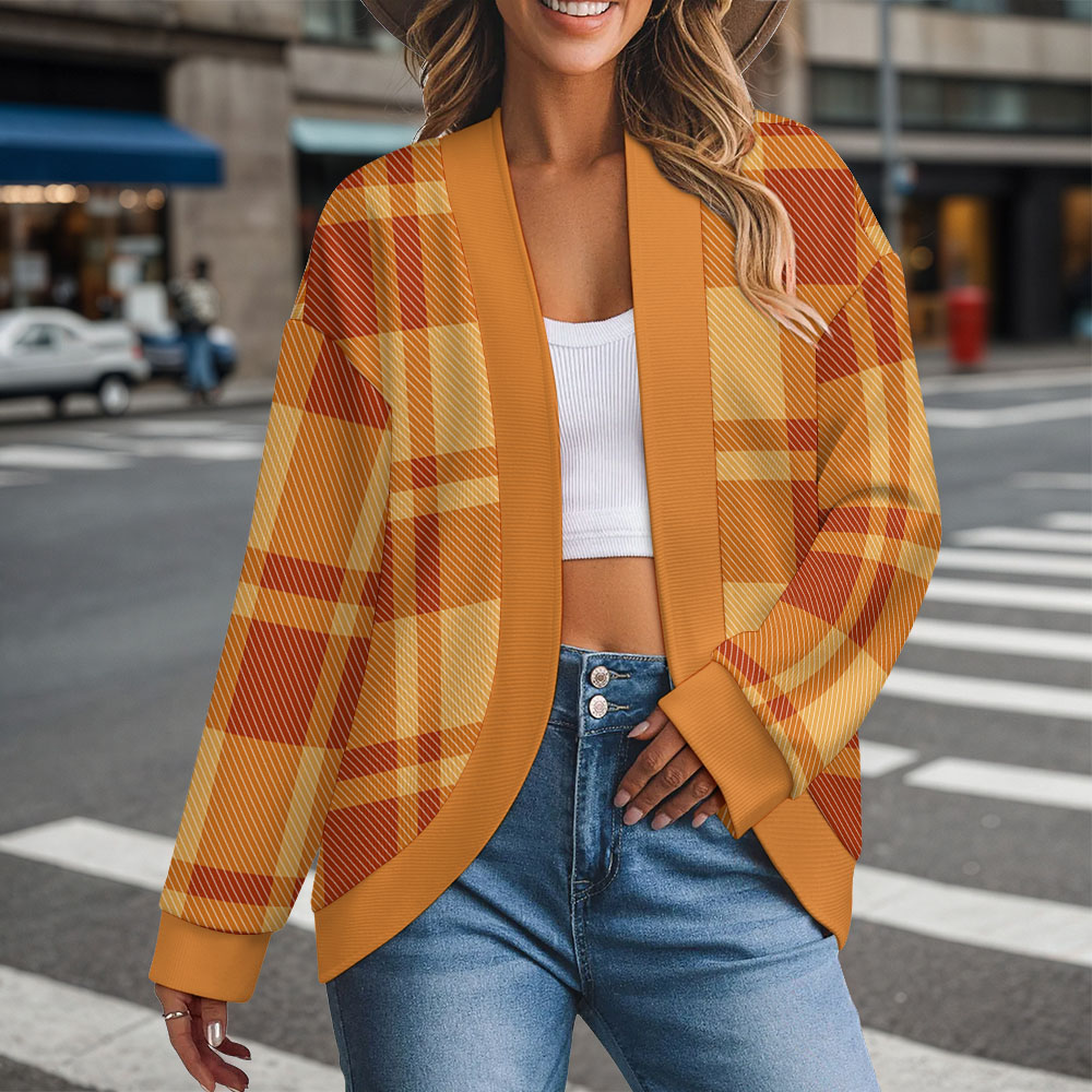 Customizable Womens Long Sleeve Open Front Cardigan Knit Sweater