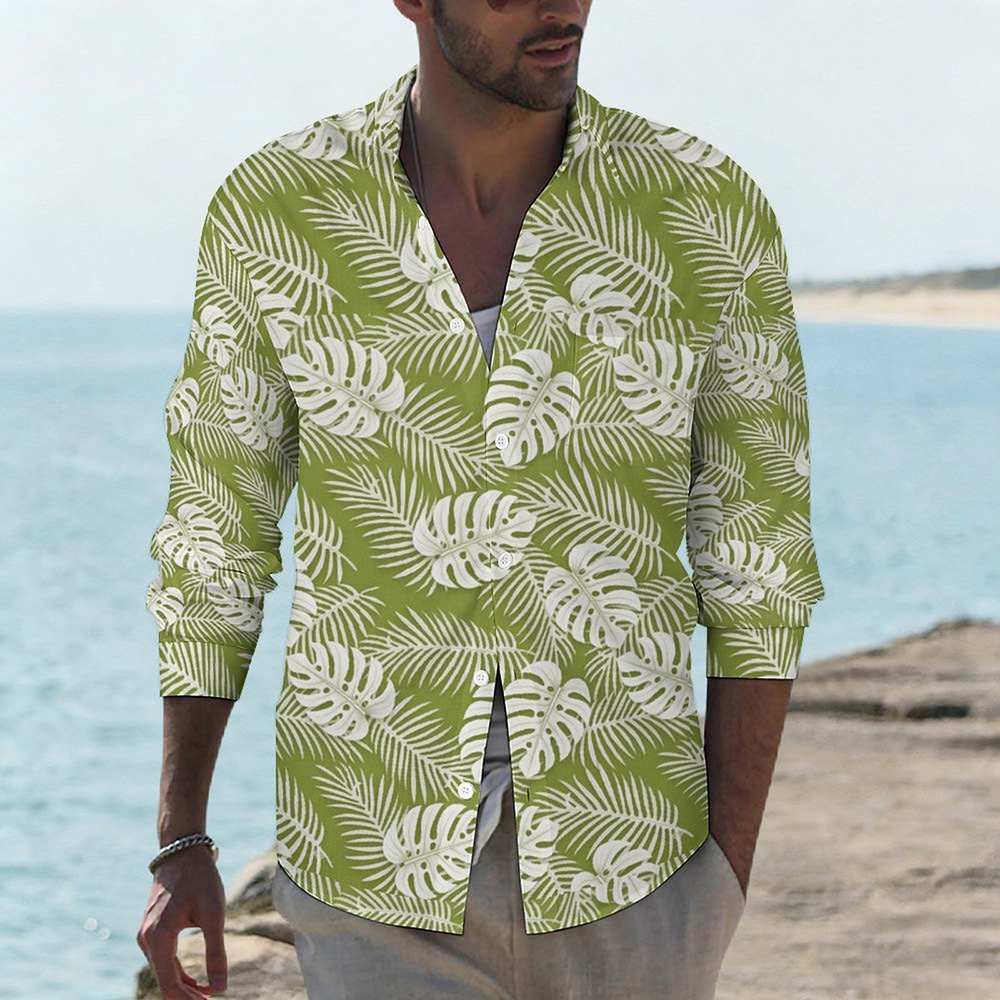 Custom 100% Cotton Men's Lapel Pocket Long Sleeve Shirt