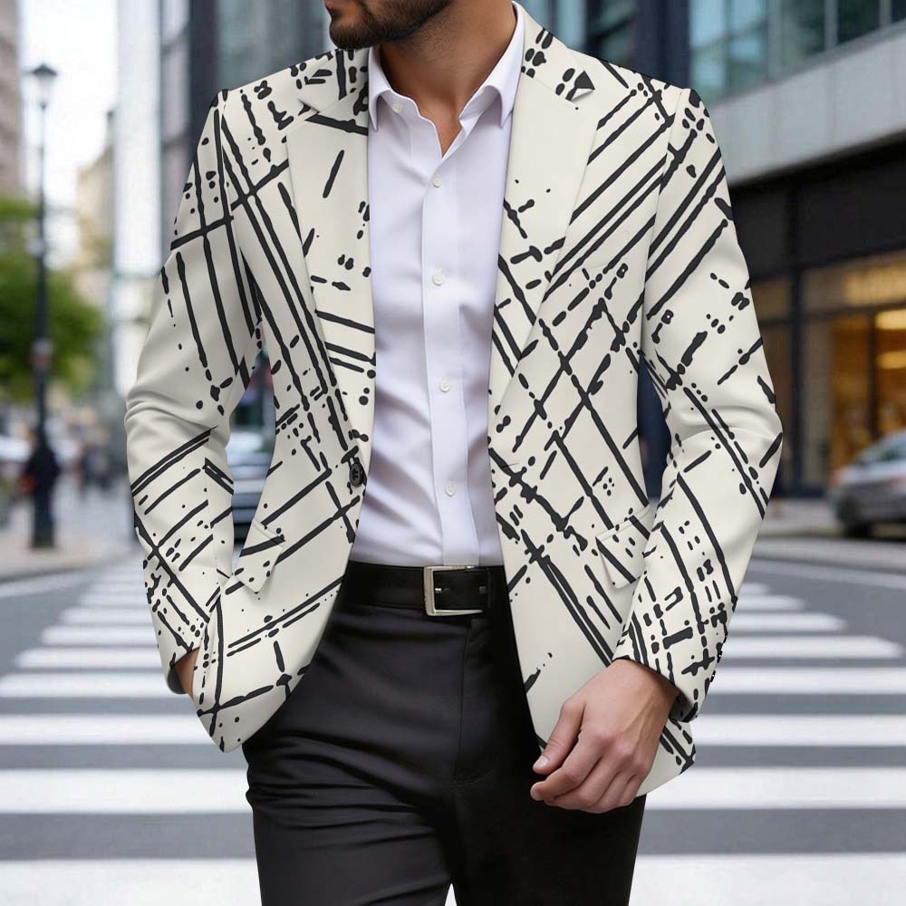 Custom Men's Long Sleeve Single Button Suit Blazer Coat