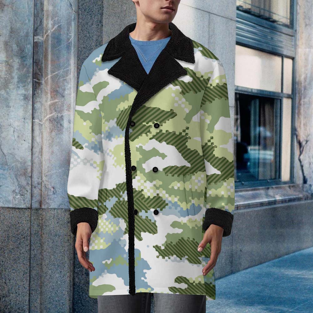 Custom Winter Men Double‑Breasted Lapel Coat