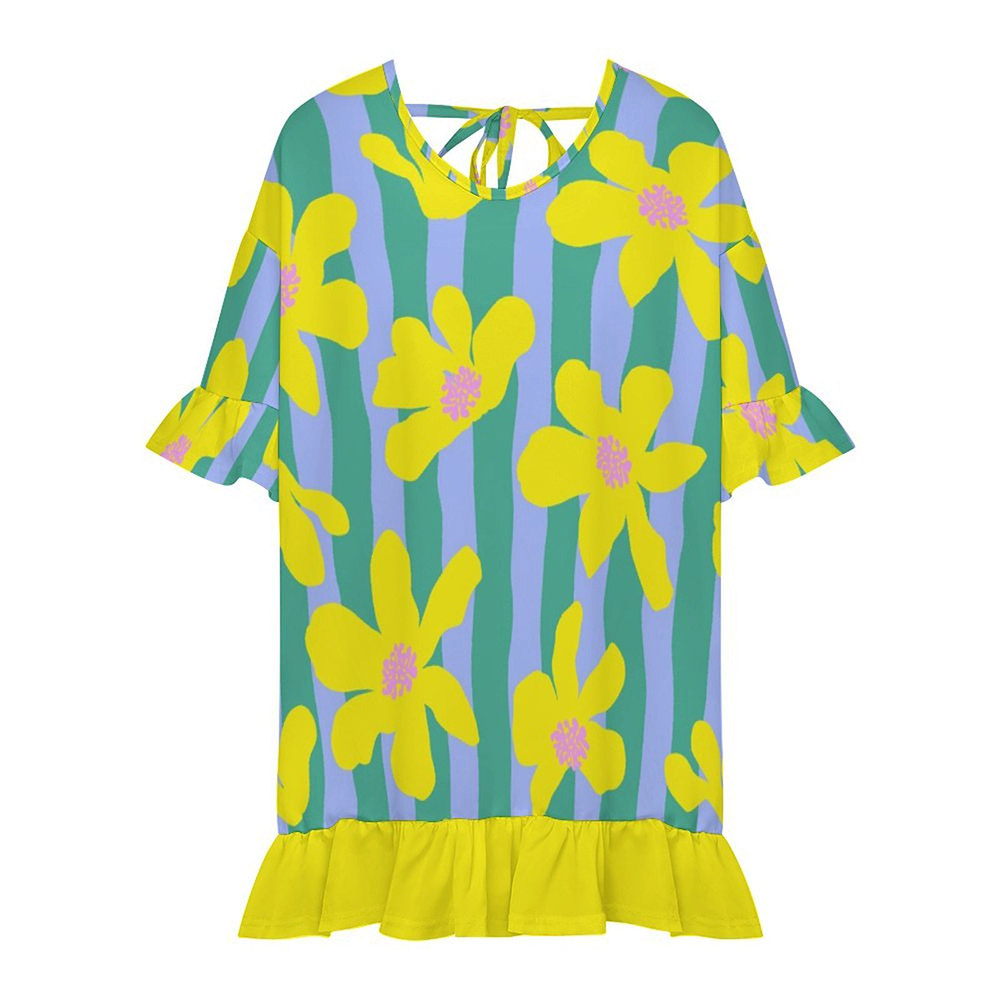 Customizable Women's Ruffled V Neck Swimsuit Cover-Up