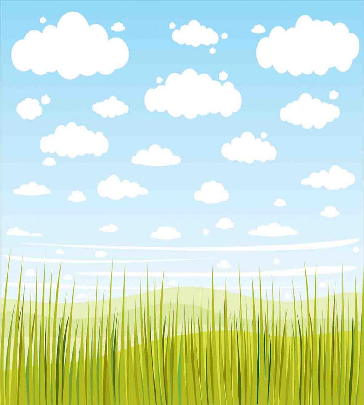 Grass and Clouds Landscape — Pattern