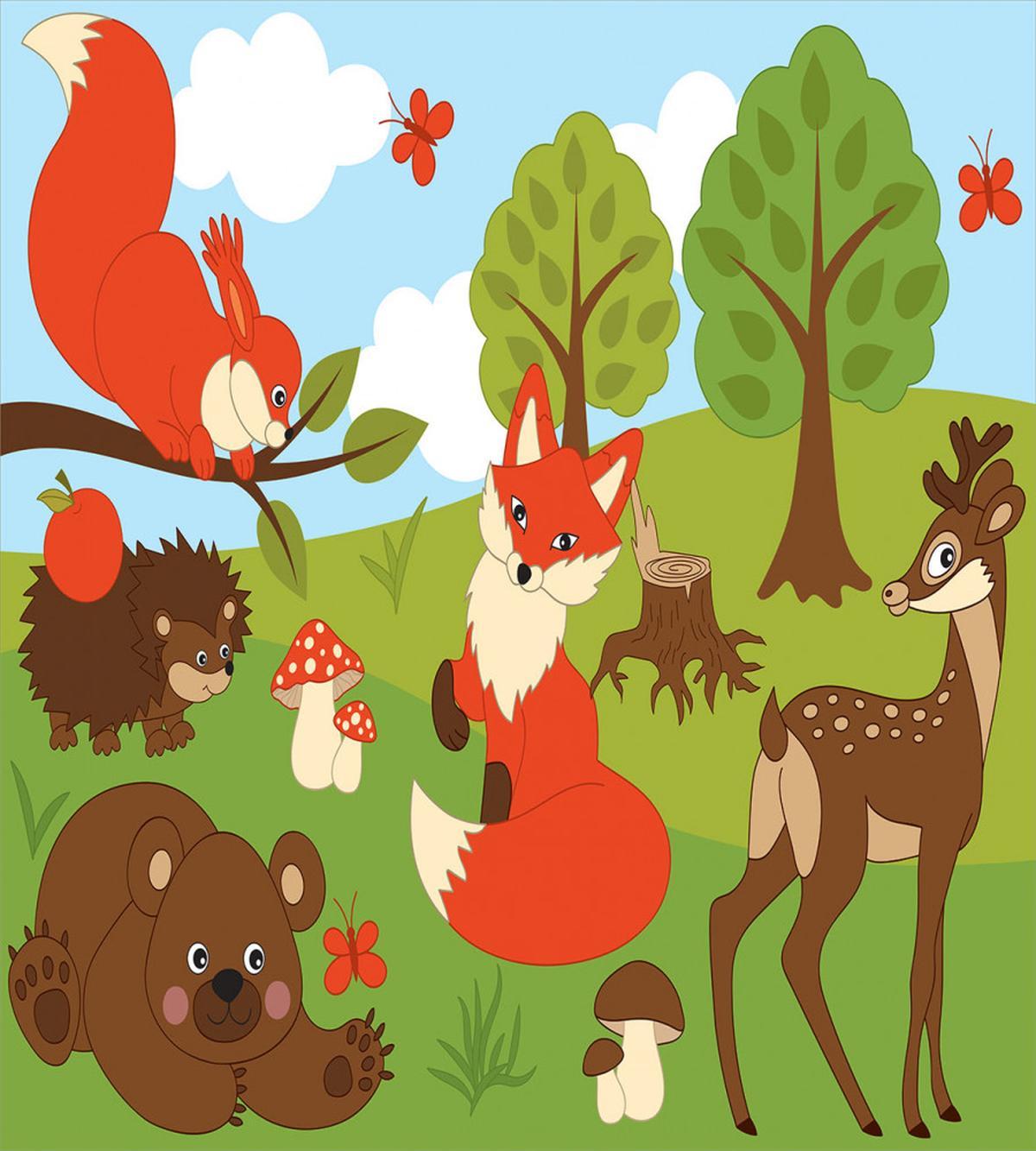 Happy Animals in Forest — Pattern