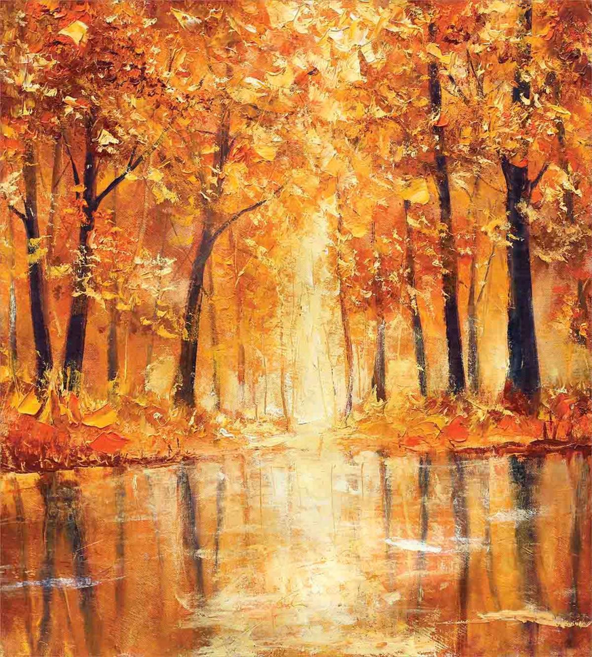 Forest Lake Fall Trees — Pattern