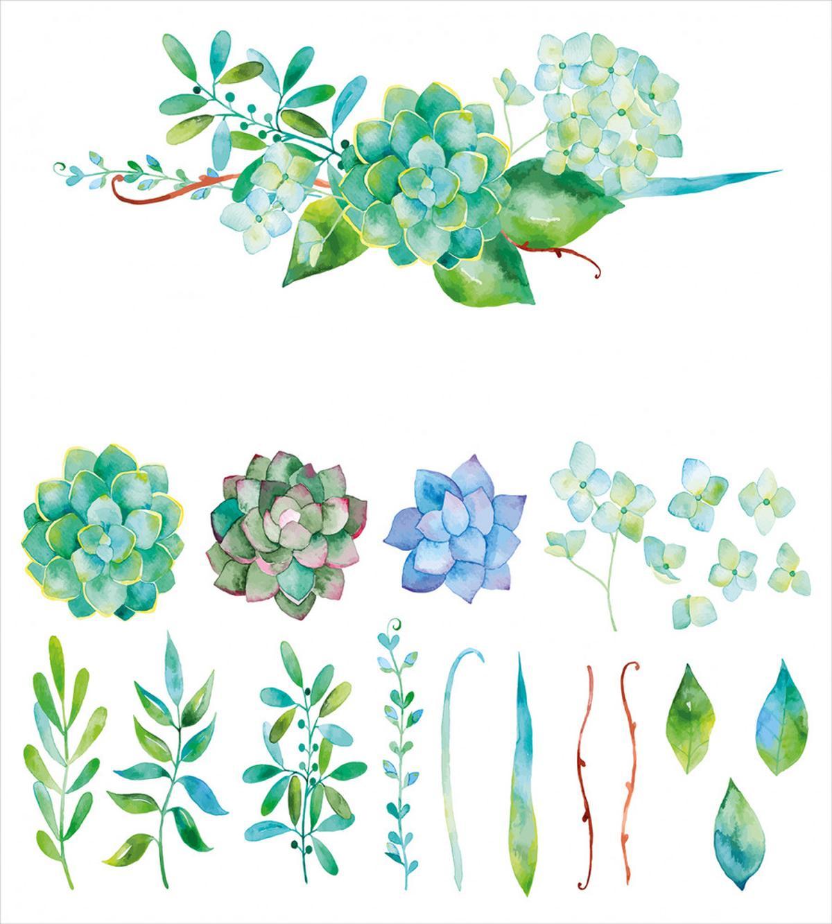 Leaves Flowers Watercolor — Pattern