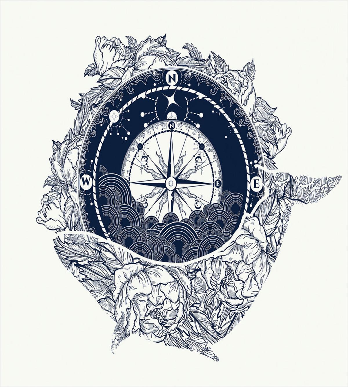 Antique Sea Compass — Pattern