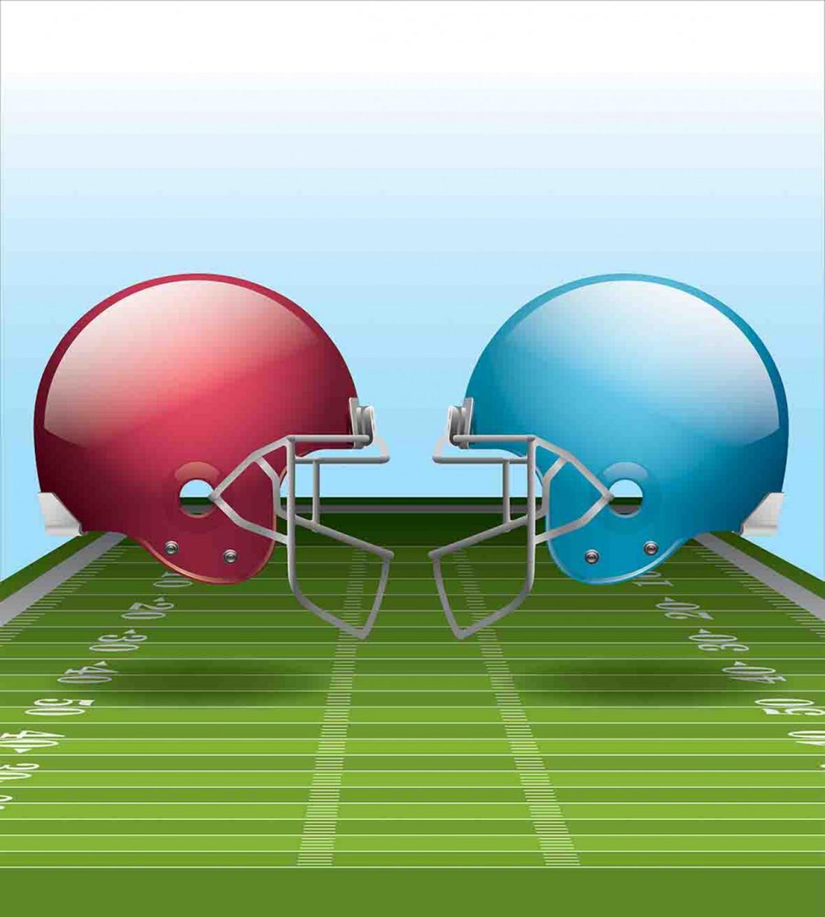 Football Hardhats on Field — Pattern