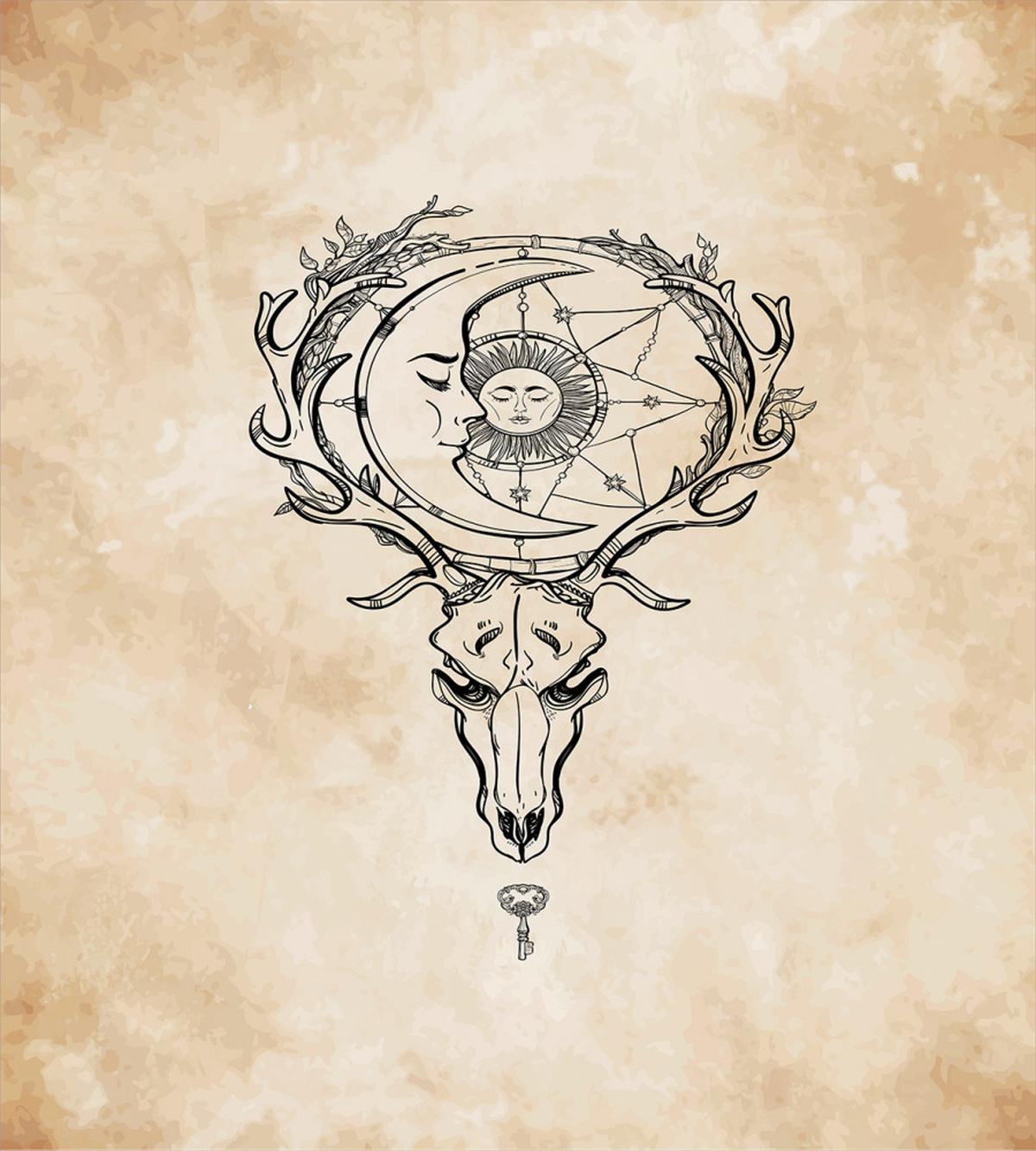 Deer Skull with Star Moon — Pattern