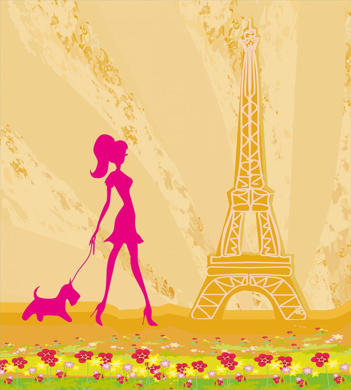 Pink Girl Dog Eiffel — Pattern