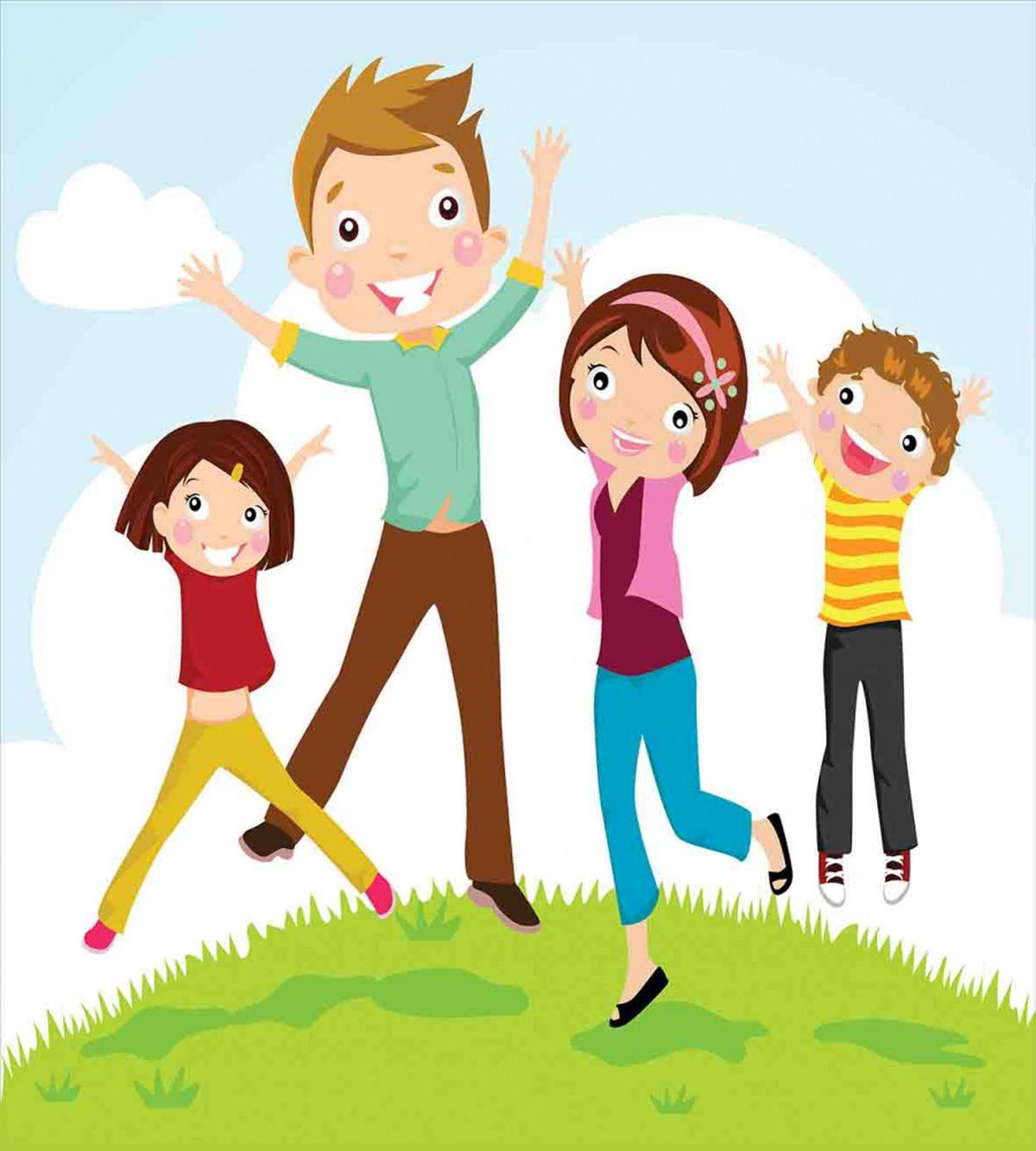 Happy Mom Dad and Kids — Pattern
