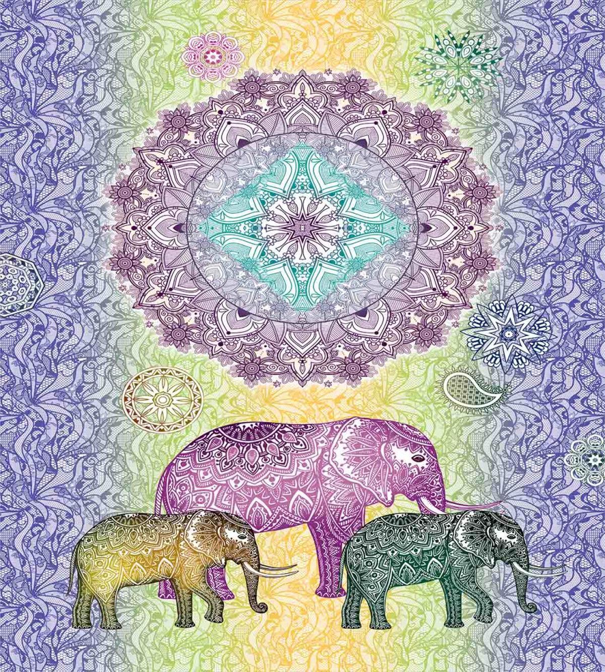 Eastern Elephants Flowers — Pattern