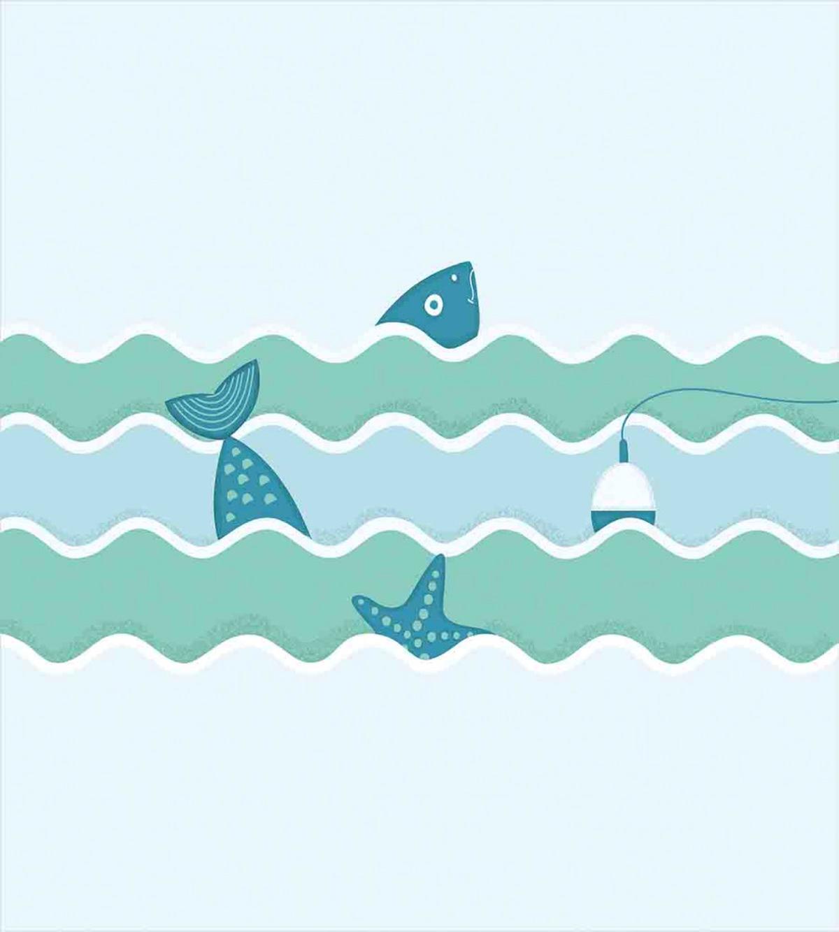 Ocean Waves Fishing Art — Pattern