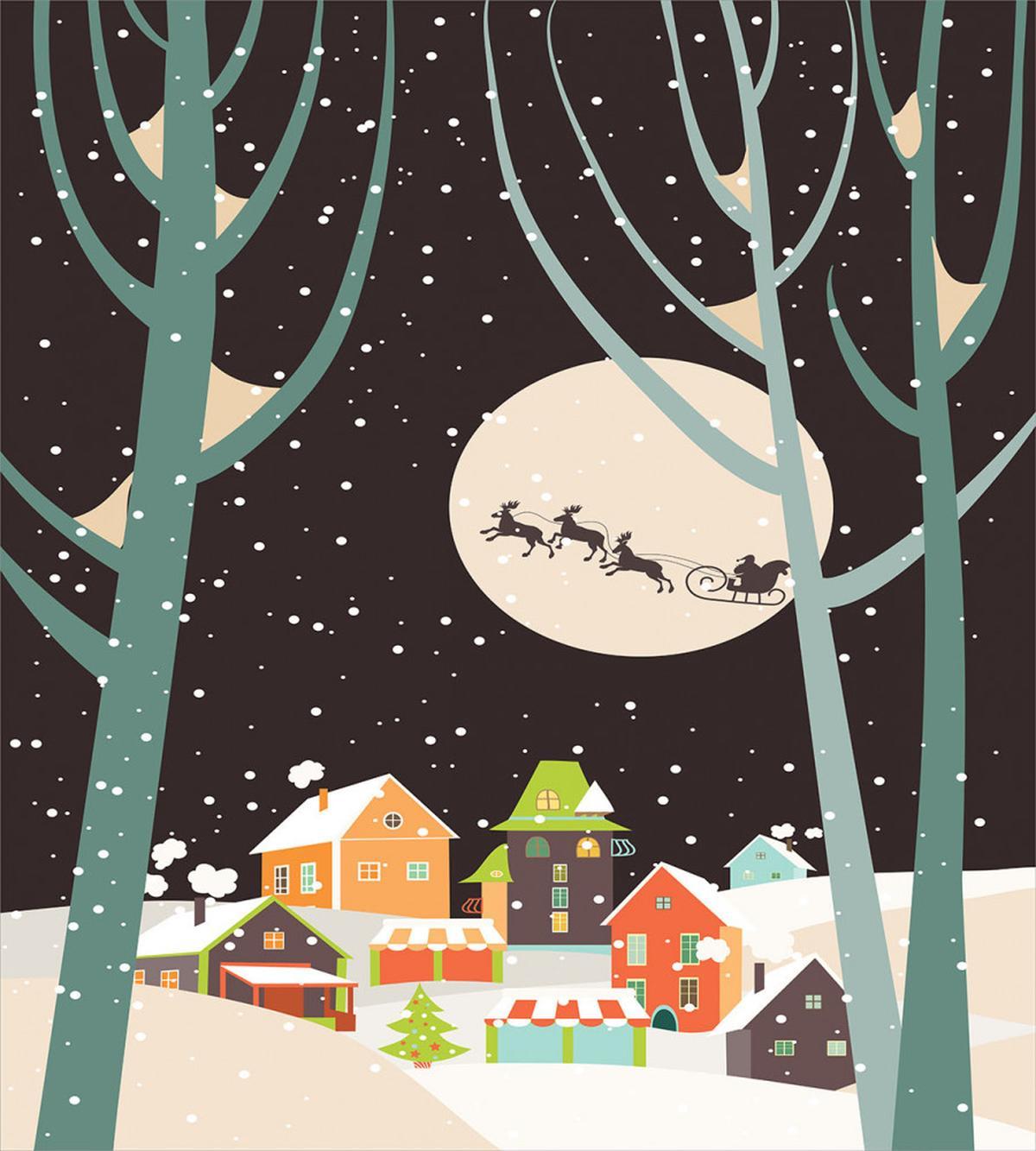 Snow Santa with Deer Town — Pattern