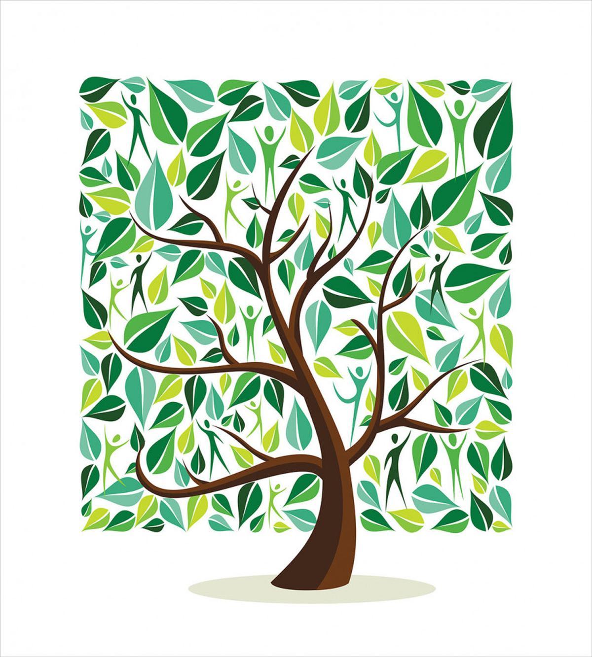 Squares Leaves Silhouette — Pattern