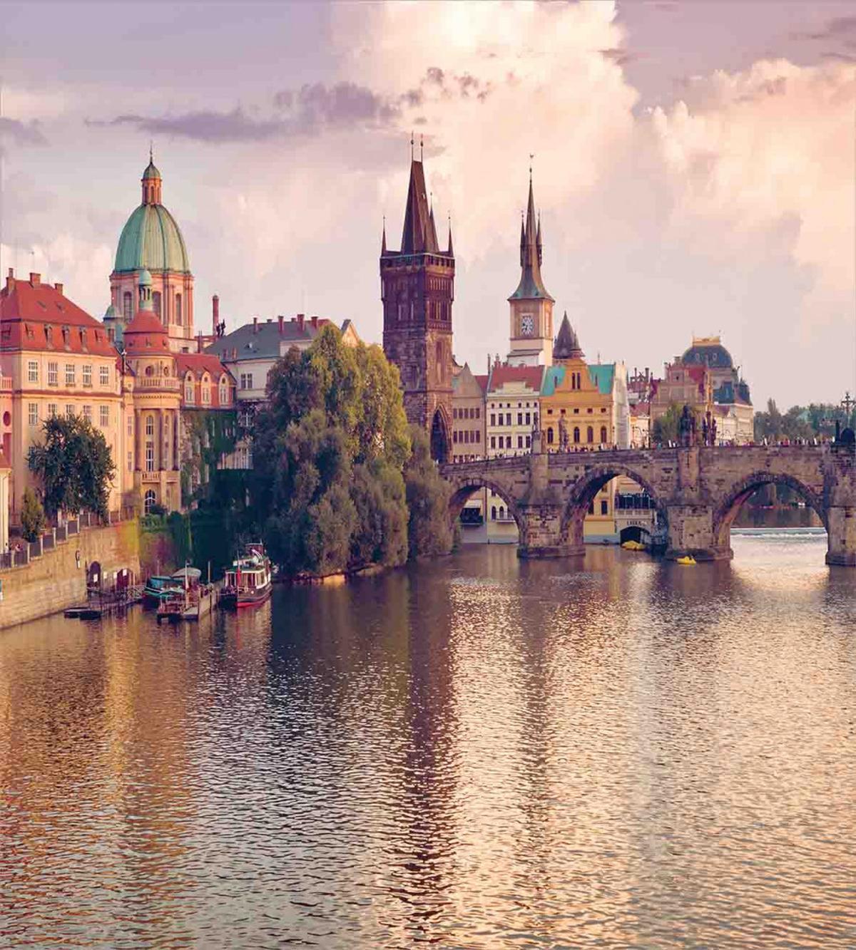 Prague River and Bridge — Pattern