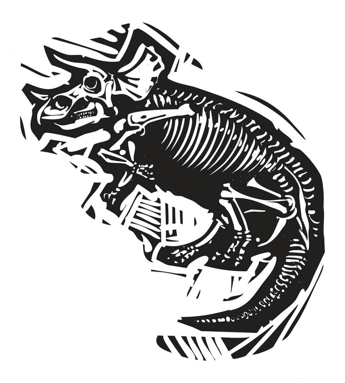 Woodcut Fossil Dinosaur — Pattern