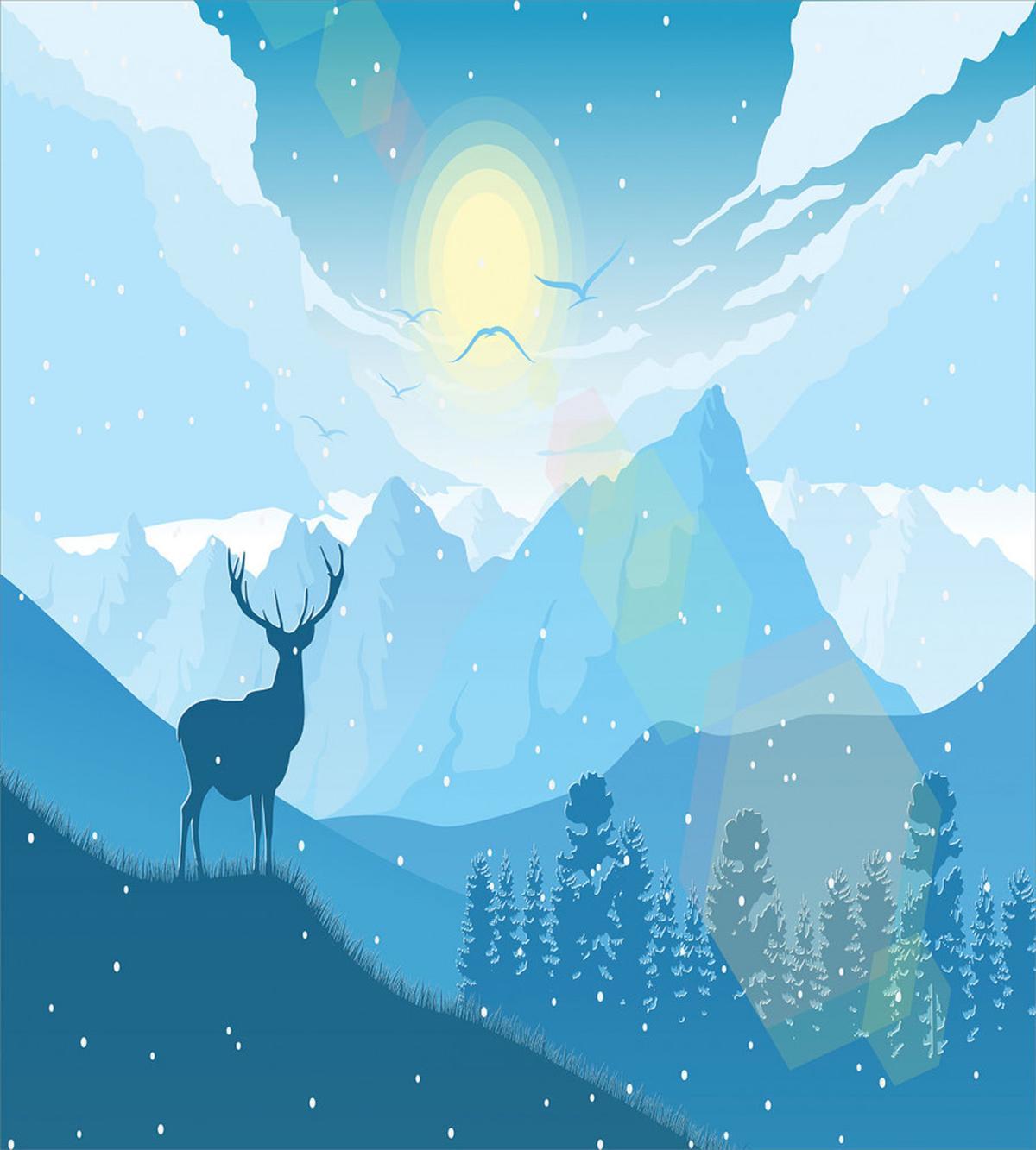 Mountain Fauna Sunrise — Pattern