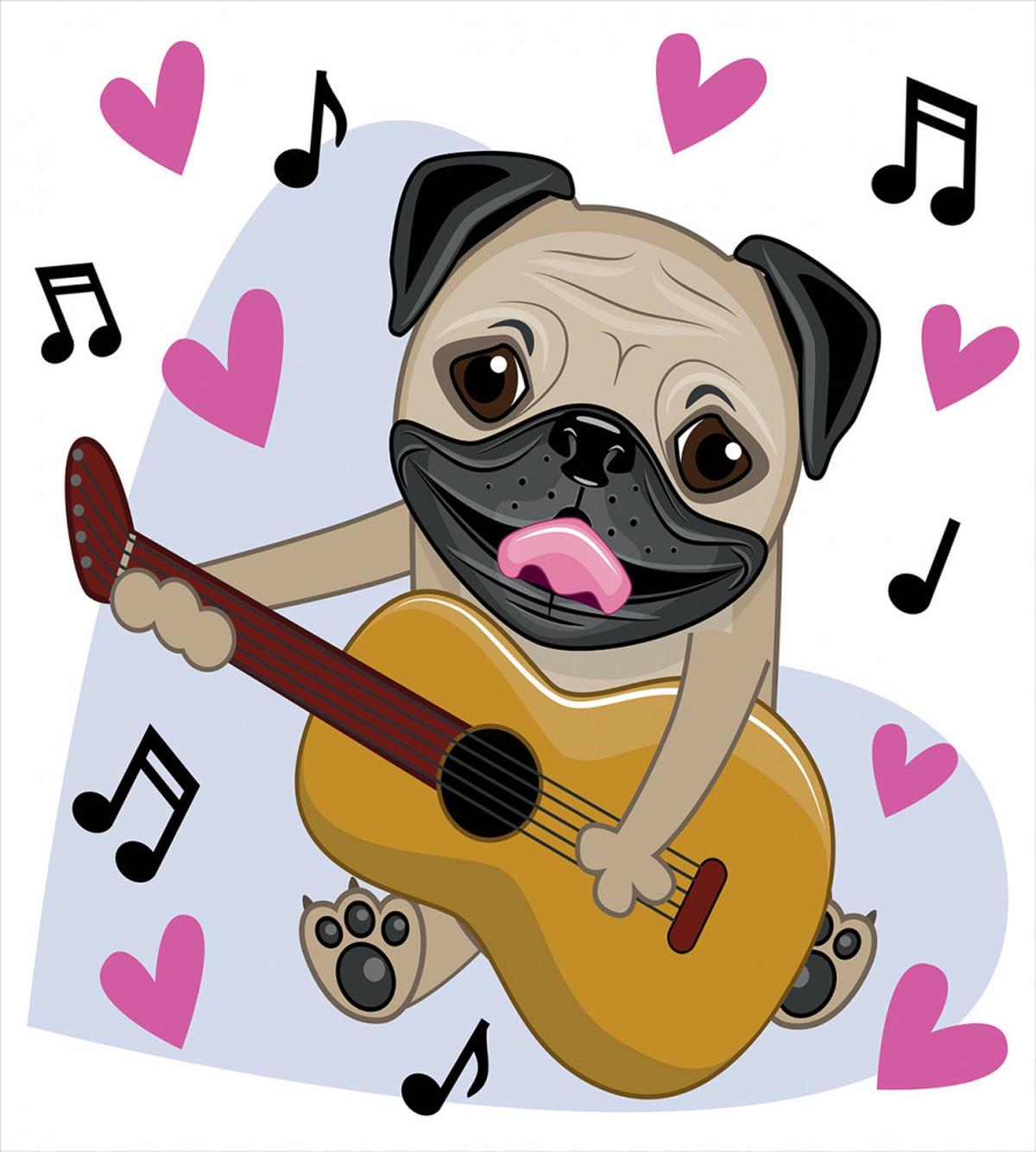 Dog Playing Guitar Singing — Pattern