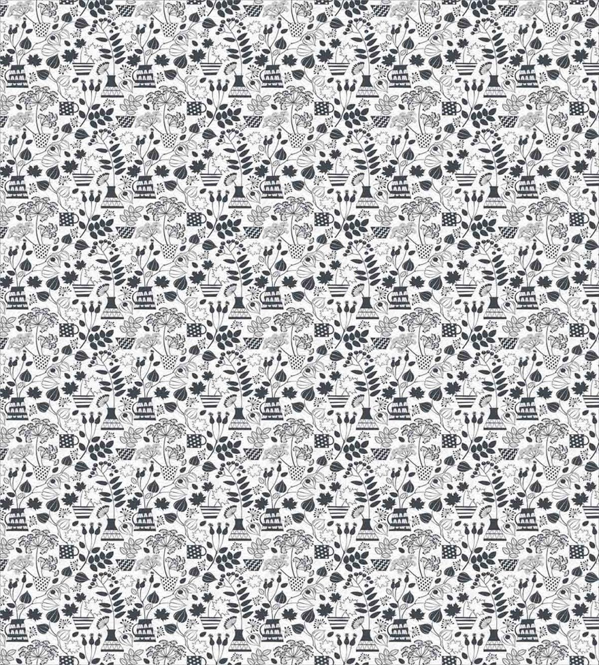 Greyscale Blossoming Flora — Pattern