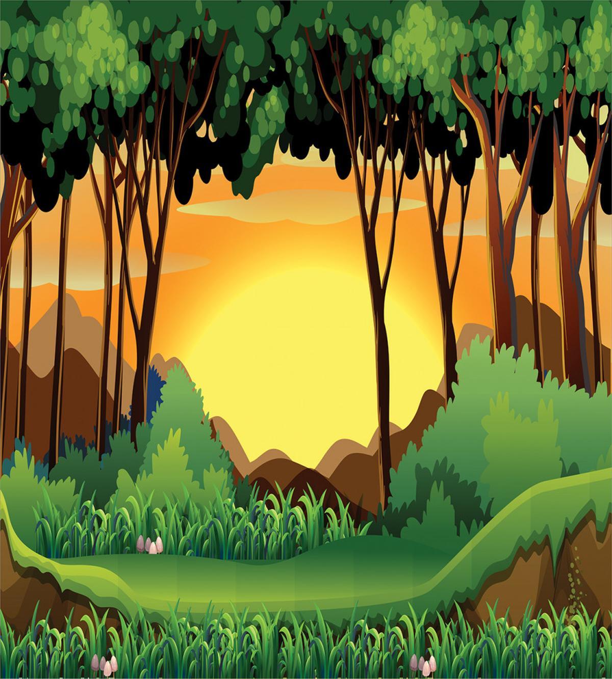 Cartoon Sunset Hills — Pattern