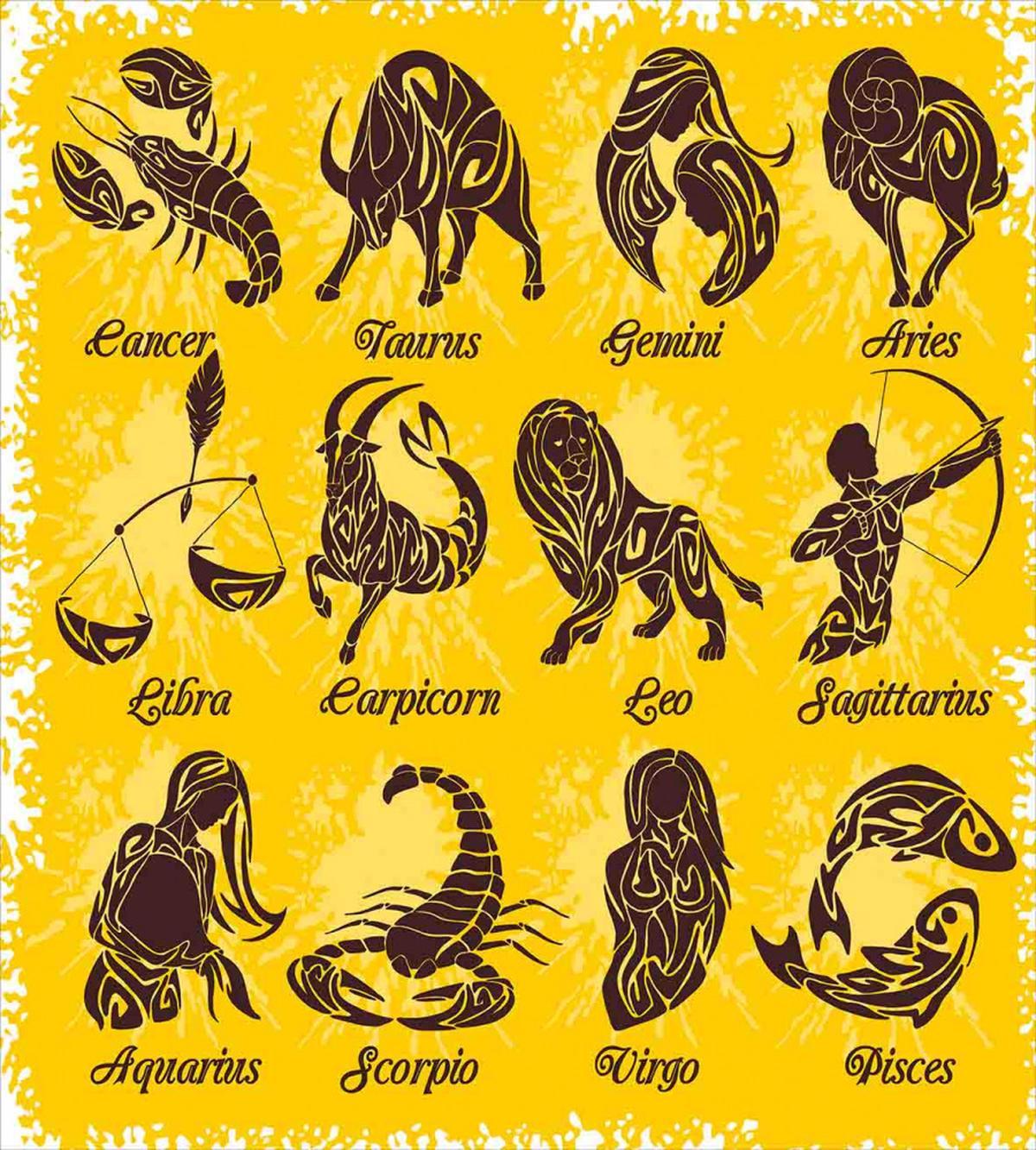Grungy Zodiac Signs — Pattern