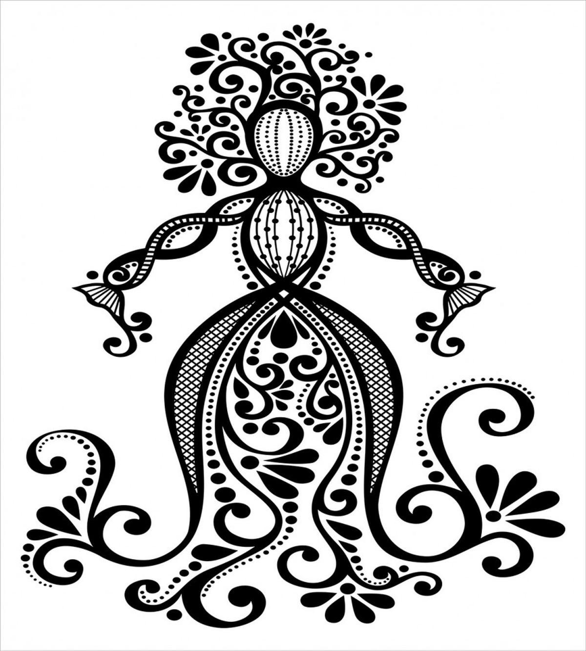 Woman Shape Vintage Ornate — Pattern