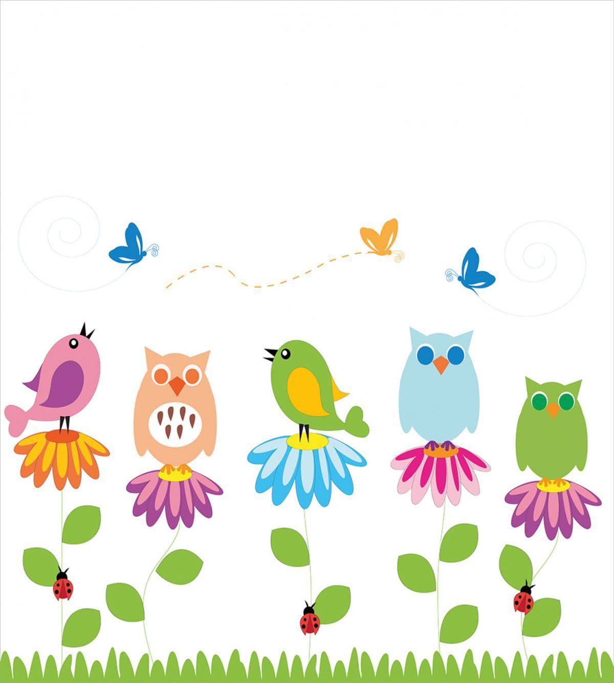 Cartoon Chamomile Birds — Pattern