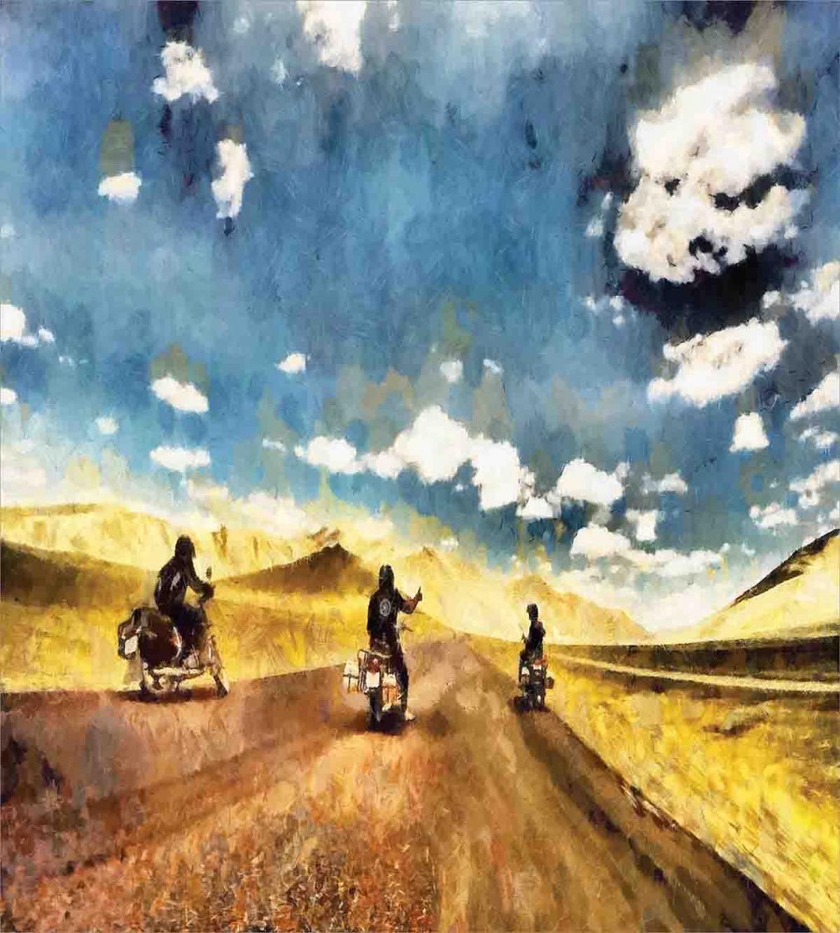 Motorcycles Countryside — Pattern