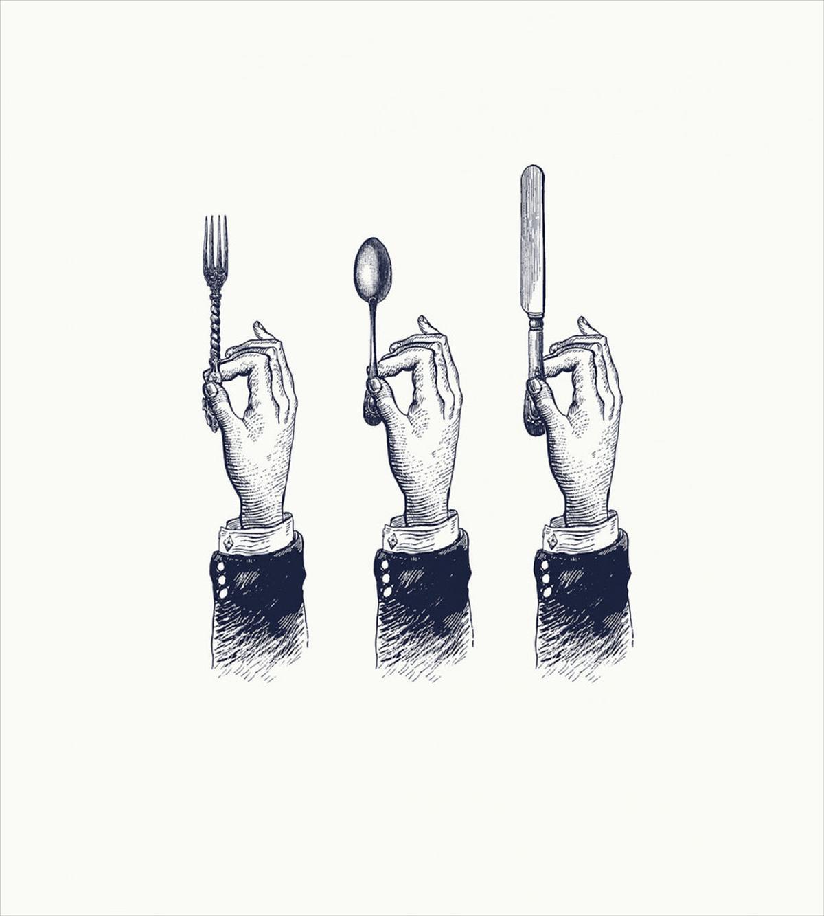 Hands with Cutleries — Pattern