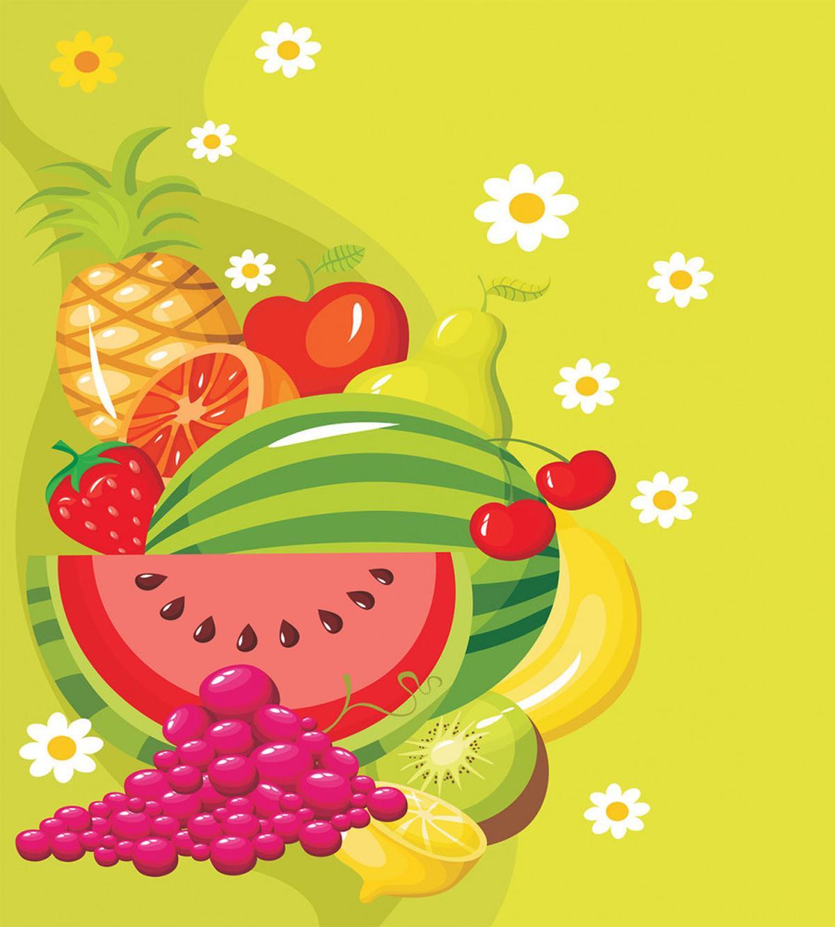 Cartoon Natural Food Daisies — Pattern