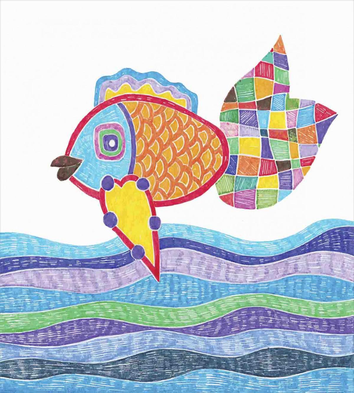 Fish Scales and Squares Doodle — Pattern