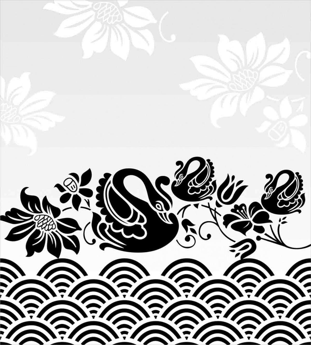 Black Swans and Flowers — Pattern
