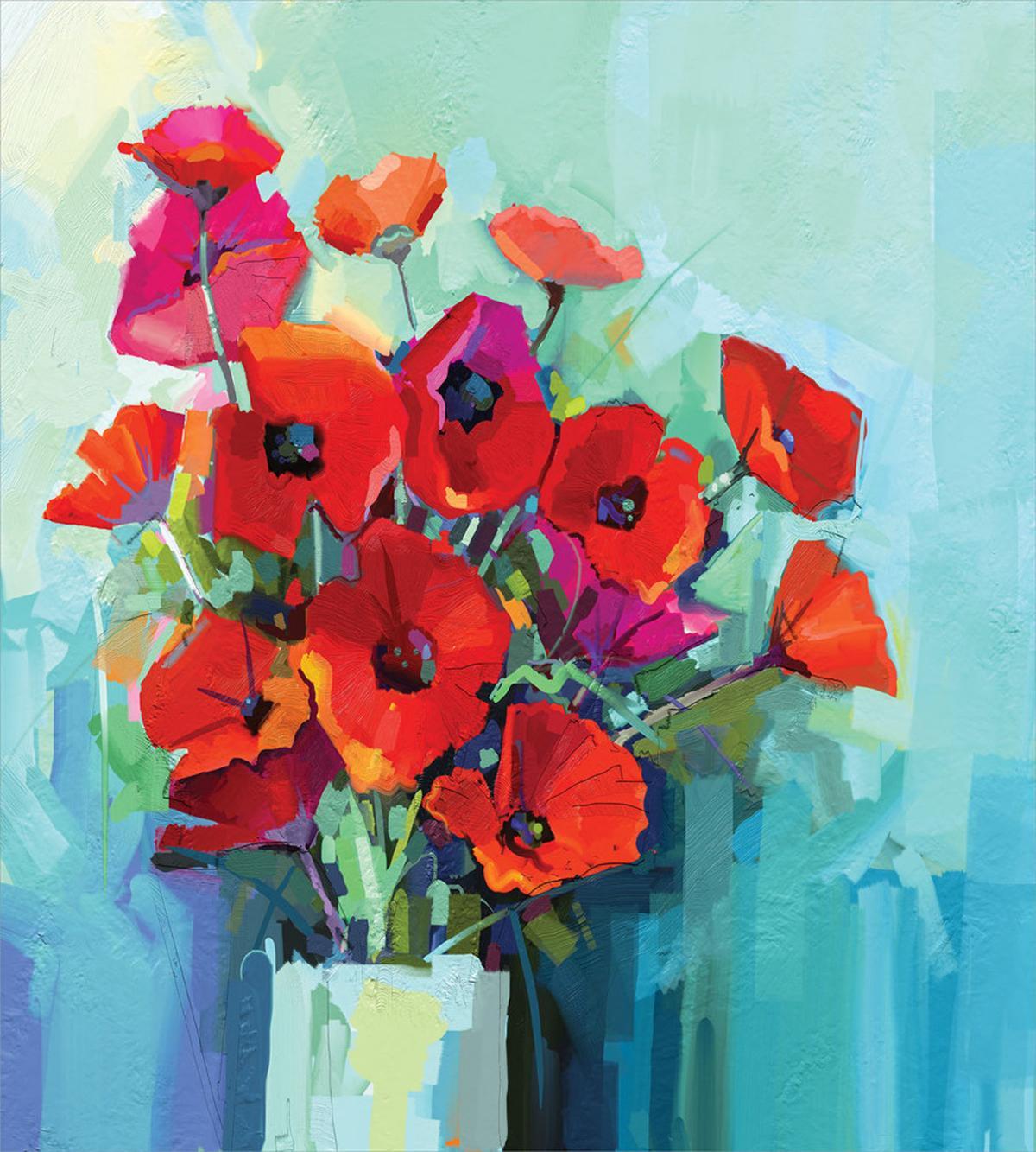 Poppy Flowers in Vase — Pattern
