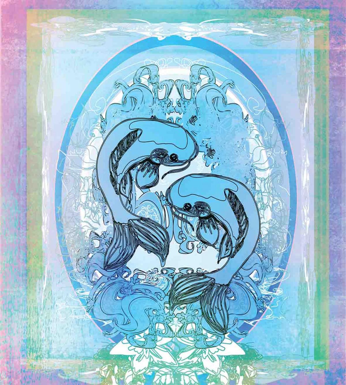 Japanese Koi on Sea Blue — Pattern