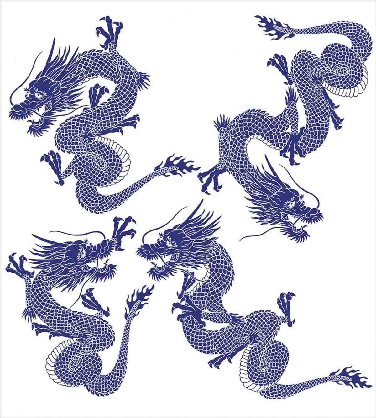 Japanese Dragons Mythical — Pattern