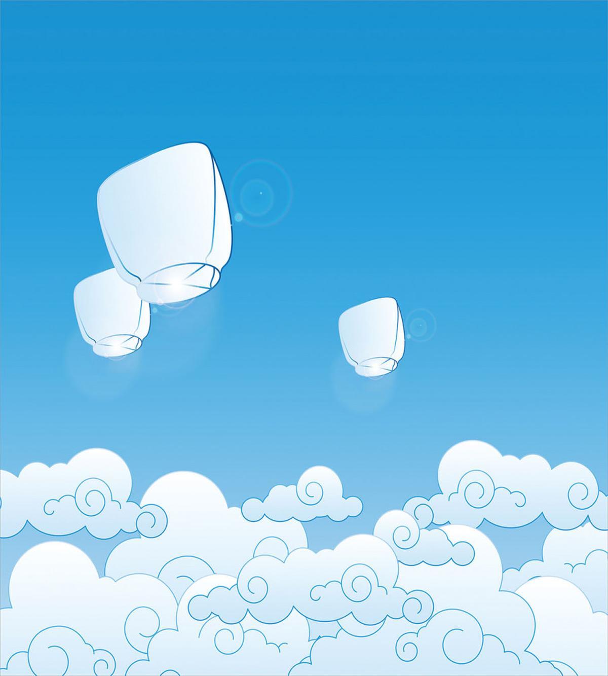 Lantern Floating Away in Sky — Pattern