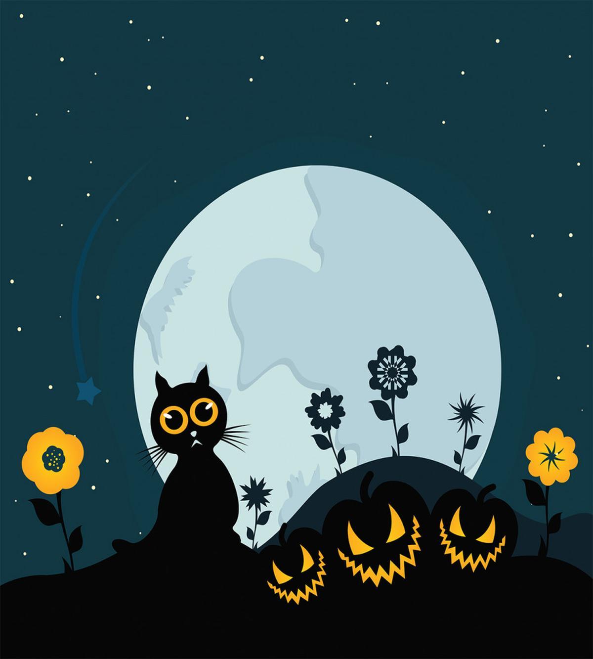 Kitty Under Moon — Pattern