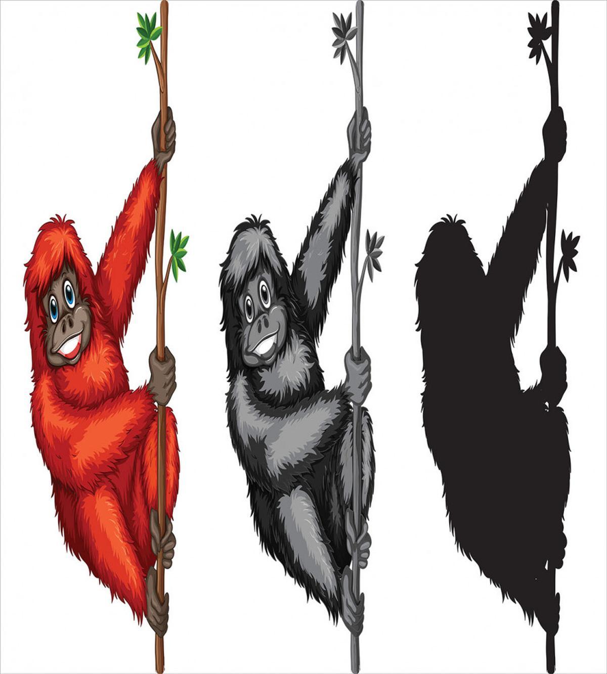 Cartoon Orangutans Hanging — Pattern