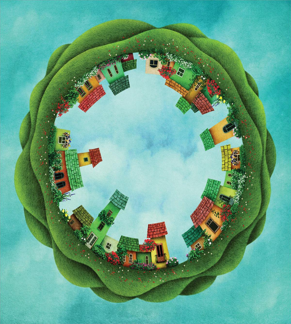 Small Town Round Artwork — Pattern