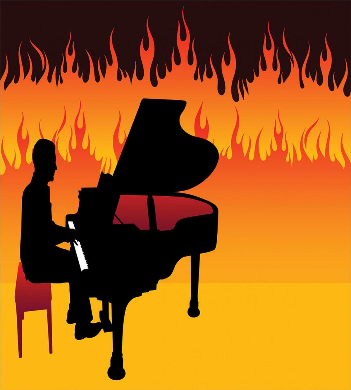 Pianist Man Playing on Flames — Pattern