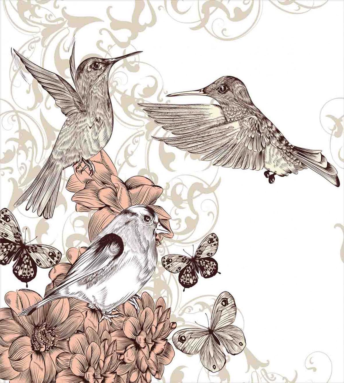 Birds Butterflies Art — Pattern