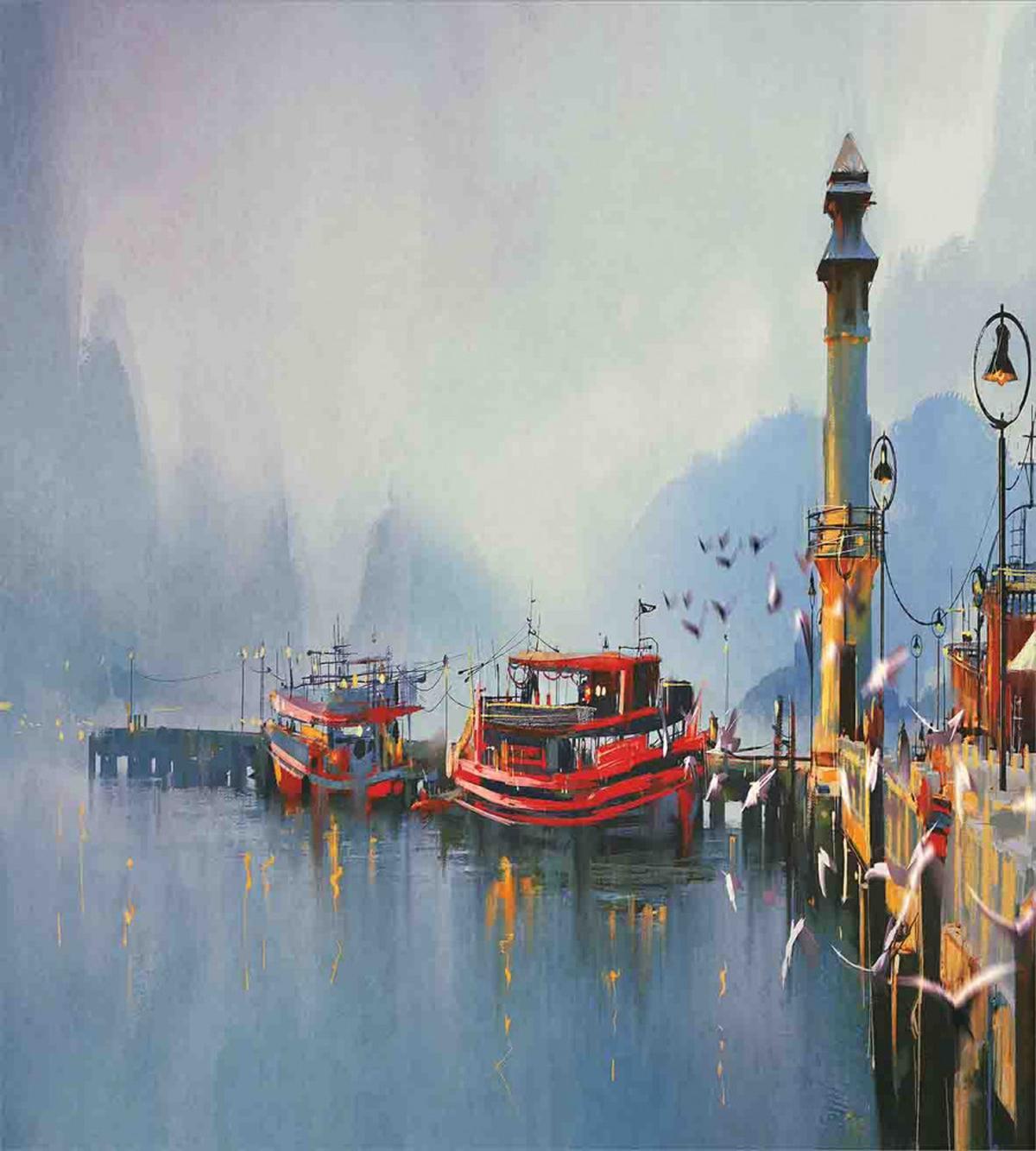 Harbor Boats and Birds — Pattern