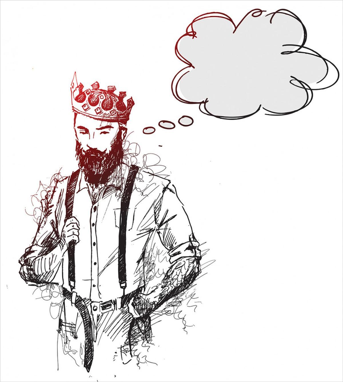 Cool Hipster King Sketch — Pattern
