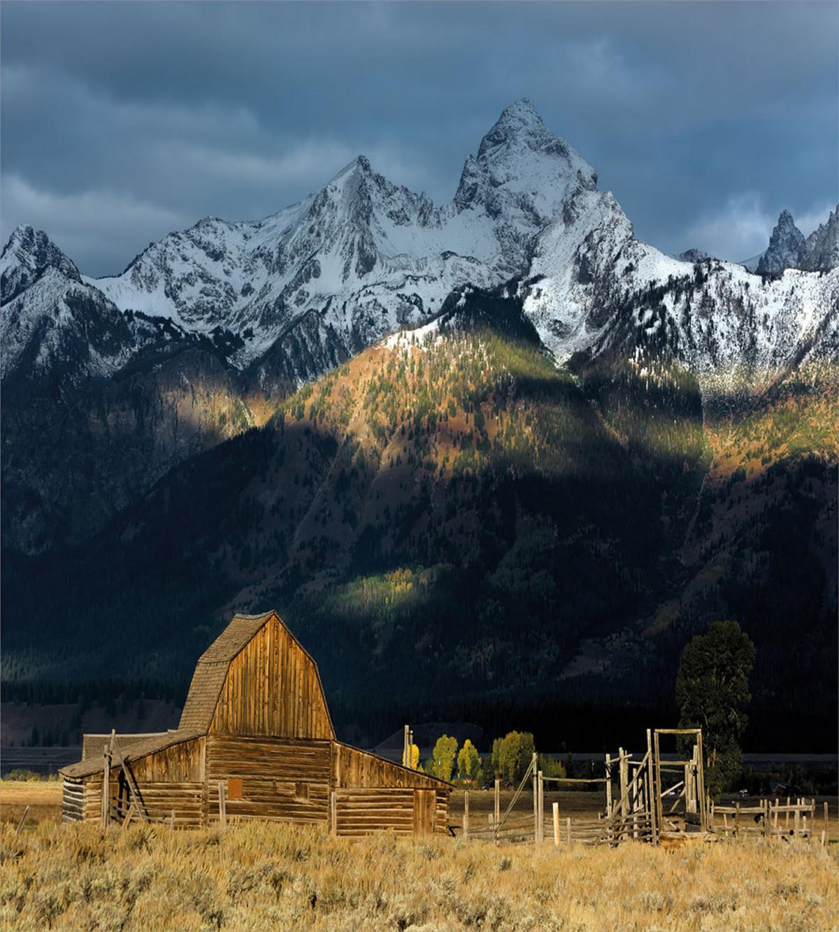 Rustic Wooden Hut Mountains — Pattern