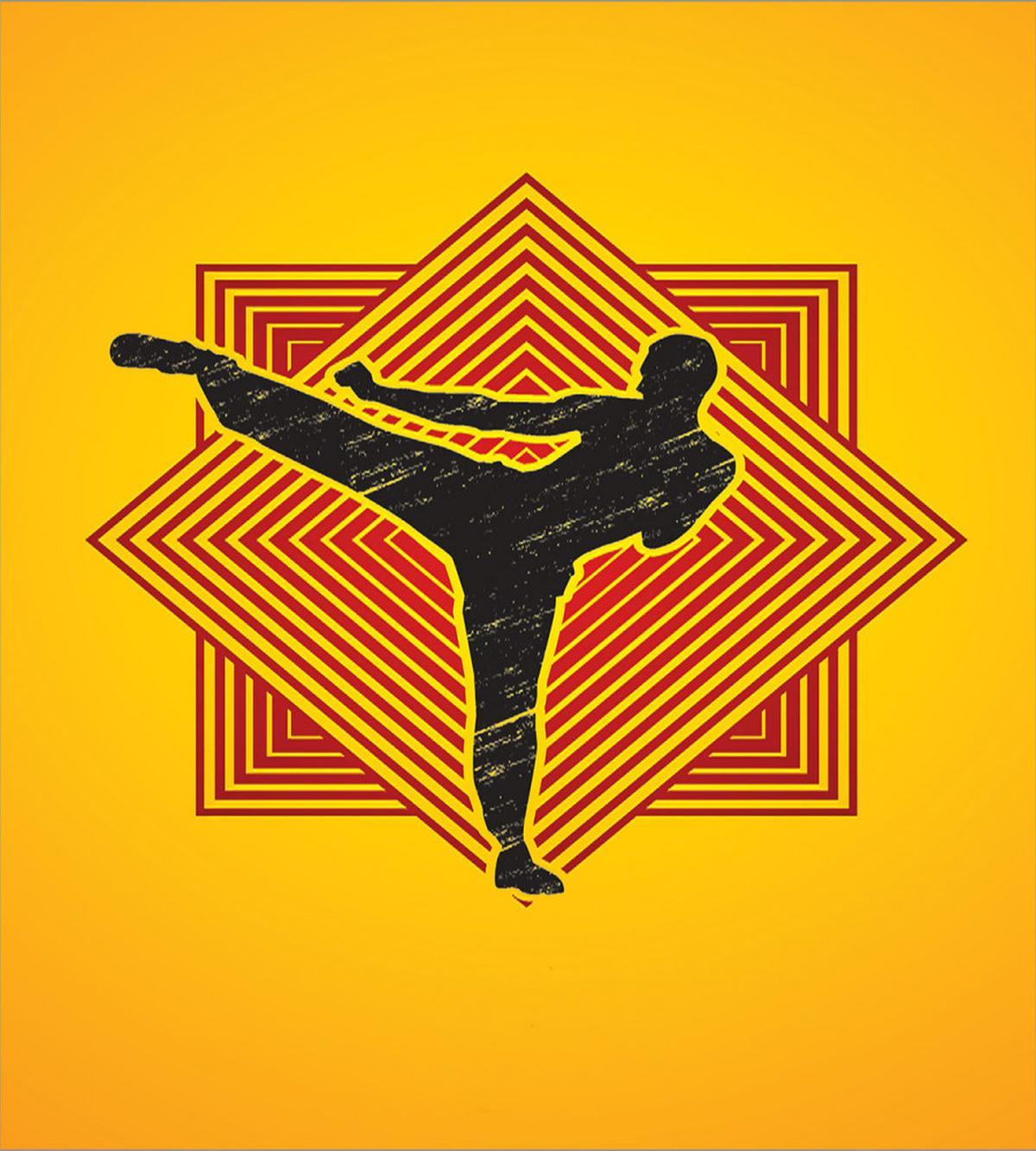 Grunge Kicking Man Squares — Pattern