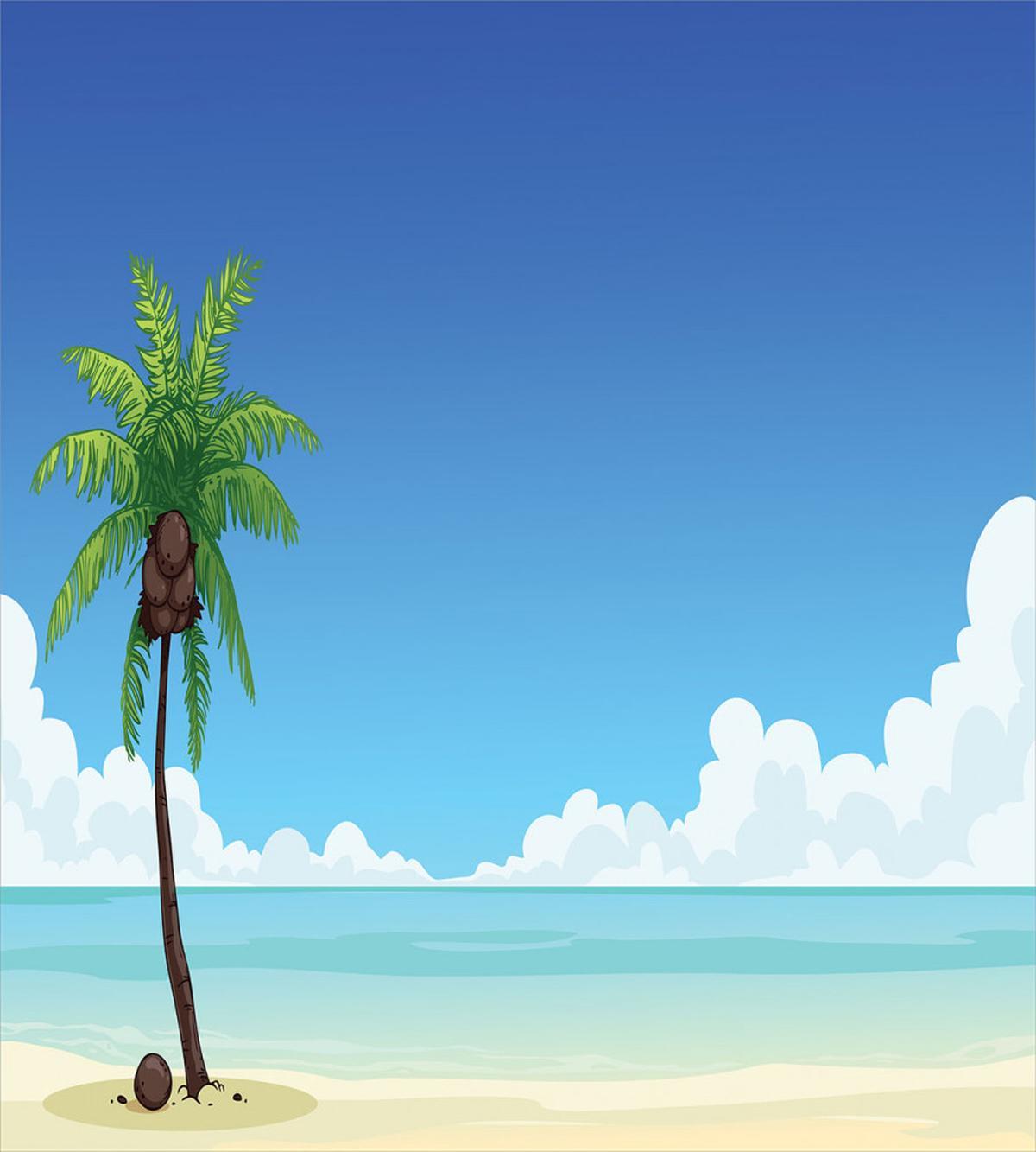Exotic View Tree and Coconuts — Pattern