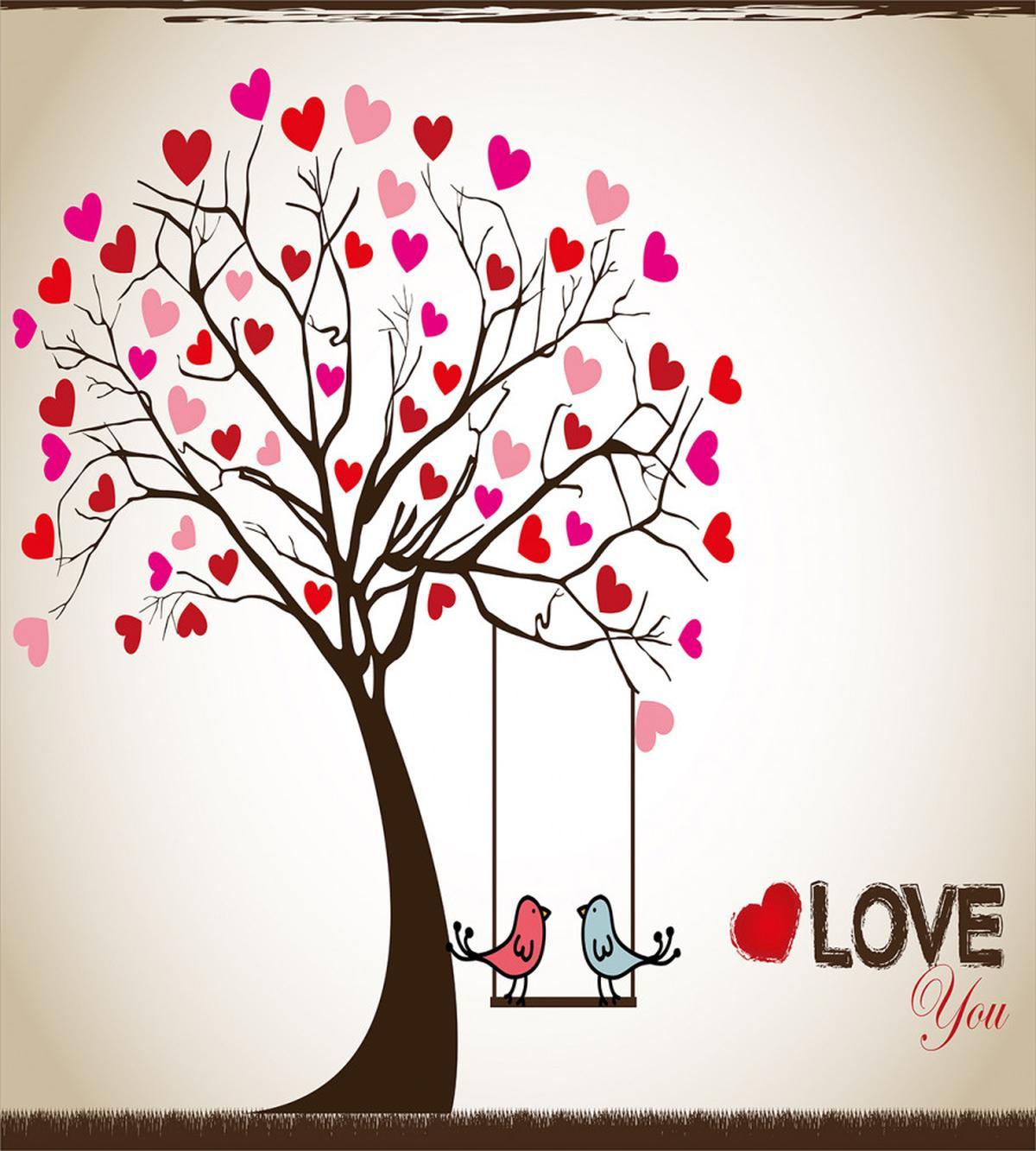 Heart Tree Birds on Swing — Pattern