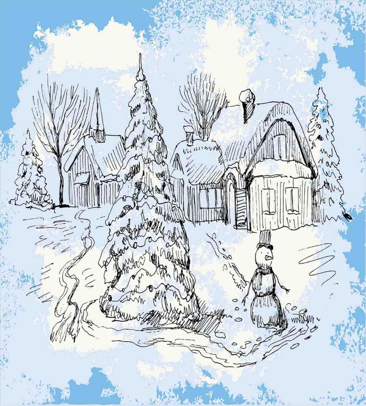 Sketchy Cold Snowy Scene — Pattern